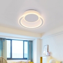 Nordic LED Ceiling Mounted Light White/Green Halo Ring Flush Light Fixture with Acrylic Shade in Warm/White Light