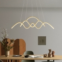 Metal Wave Ceiling Chandelier Simple Style Black/Gold LED Suspended Lighting Fixture in Warm/White Light