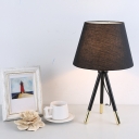 Minimalism 1 Bulb 3-Leg Table Light Black/White Conical Night Stand Lamp with Fabric Shade