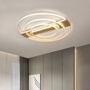 White/Gold Layered Circle Ceiling Lighting Modernist LED Acrylic Flush Mount Fixture in Warm/White Light