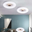 Bedroom Integrated LED Ceiling Lamp Minimal White Flush Mount Lighting with Triangle/Round/Oval Acrylic Shade