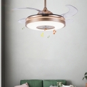 Round Bluetooth Music Hanging Fan Lamp Minimalist Acrylic 19