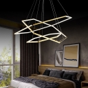 Hexagon Hanging Pendant Simplicity Metal 3-Head Gold LED Chandelier Light Fixture in Warm/White Light