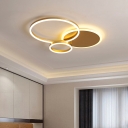 Gold Multi-Circle Ceiling Light Fixture Modern Style 2/3/5 Lights Metal LED Flushmount Lighting in Warm/White Light