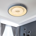Metal Round/Square LED Ceiling Flush Nordic Blue Flushmount Lighting with Inner Triangle Plastic Shade