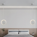 Minimalist Convex Mirror Pendant Lamp Clear Glass 1 Light Bedside Ceiling Hang Light in White, 8