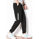 Guys New Fashion Letter Printed Zipped Pocket Side Velcro Gathered Cuff Drawstring Waist Casual Tapered Pants