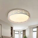 White Round Nest LED Ceiling Light Minimalism Acrylic LED Flush Mounted Lamp for Bedroom