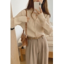 All-Match Women's Cardigan Rib Knitted Solid Color Button Fly Turn-down Collar Long Sleeves Regular Fitted Cardigan