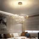 Bracelet 1/2-Tier Living Room LED Chandelier Metal Minimalist Small/Large Ceiling Pendant Light in Gold