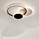 Multi-Circle Aluminum Flush Light Fixture Contemporary Black/White LED Ceiling Mount Lamp in Warm/White Light, 16.5