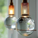 Mini Ball Clear Glass Pendulum Light Simplicity Single Gold Hanging Light Fixture with Mesh Socket