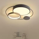 Metal Orbital Flush Mount Ceiling Fixture Nordic Black/Grey LED Flushmount Lighting for Bedroom, 16