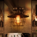 Iron Caged Ceiling Hanging Lantern Industrial 1 Head Kitchen Bar Drop Pendant in Black