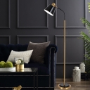Nordic Conical Swivel Shade Floor Light Metal 1 Bulb Living Room Reading Floor Lamp in Black/White and Brass