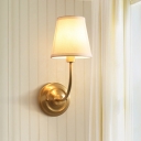 1 Head Fabric Wall Light Minimalist Gold Cone Bedroom Wall Mounted Reading Light