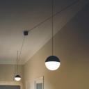 Novelty Minimalist Linear Hanging Light Metal 1-Bulb Living Room Down Lighting Pendant with Grenade Shade in Gold