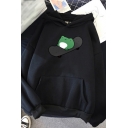 Womens Hoodie Stylish Skateboard Frog Print Kangaroo Pocket Drawstring Long Sleeve Relaxed Fitted Hooded Sweatshirt