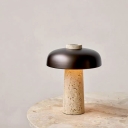 Concrete Mushroom Table Lamp Nordic 1 Bulb Black Nightstand Light with Plug-in Cord