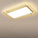 Square/Rectangular LED Ceiling Fixture Modern Acrylic Integrated LED Gold Flush Mounted Lamp in Warm/White/3 Color Light