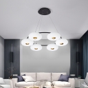 Donut Shade Bedroom Semi Flush Light Acrylic 3 Heads Modern LED Ceiling Lamp in Black, White/3 Color Light
