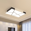 Square/Rectangle Splicing Ceiling Lamp Minimal Acrylic Black-White LED Flush Mounted Light Fixture in White/3 Color Light