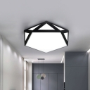 Acrylic Pentagon Faceted Ceiling Flush Light Contemporary Black/White LED Flushmount for Bedroom, 16.5