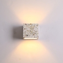 Terrazzo Cube Wall Washer Sconce Simplicity 1-Light Red/Blue/White Mini Wall Mounted Lamp for Living Room