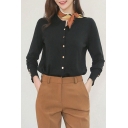 Fancy Women's Cardigan Solid Color Button Fly Round Neck Long Sleeved Regular Fitted Cardigan