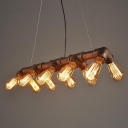 Parallel Piping Bar Pendant Light Industrial Iron 10-Light Black/Copper Finish Hanging Island Lamp