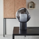 1-Light Bedroom Table Lamp Postmodern Black Night Light with Dome Smokey Glass Shade, 8