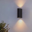 Short/Elongated Cylinder LED Flush Mount Simple Metal Patio Small/Large Wall Sconce Lighting in Black