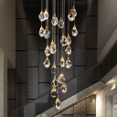 Trendy Modern Teardrop Pendant Light Cut Crystal 3/5/24 Lights Dining Room Multi Light Ceiling Light in Brass