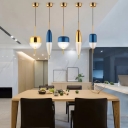 Jar Shaped Kitchen Dinette Drop Pendant Clear Glass 1 Head Postmodern Stylish Hanging Light in Blue