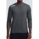 Mens Fitness T-Shirt Trendy Flatlock Stitching Thick Crew Neck Long Sleeve Slim Fitted T-Shirt