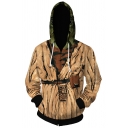 Mens Hoodie Stylish Cosplay 3D Baby Yoda Zipper Fly Drawstring Long Sleeve Slim Fit Hooded Sweatshirt