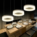 Ring Shaped Dining Room Pendant Lighting Acrylic 3 Lights Minimalist LED Hanging Lamp in Warm/White Light