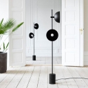 Iron Dome Standing Floor Lamp Postmodern 2-Light Black Floor Light with Trumpet Design