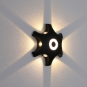 Gear Shaped Metal Sconce Lighting Novelty Modern Black LED Flush Mount Wall Light in Warm/White Light