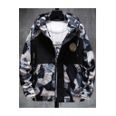 Guys New Stylish Camouflage Pattern Long Sleeve Zipper Front Hooded Workwear Jacket
