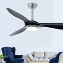 3 Blades Circle LED Pendant Fan Lighting Simplicity Acrylic Black/White Semi Flush Mount Ceiling Light, 52