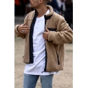 Vintage Mens Jacket Color Block Patchwork Cashmere Zipper down Slim Fit Long Sleeve Mock Neck Fur Jacket