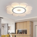 White Floweret Flush Mount Light Fixture Minimalism LED Acrylic Ceiling Lamp for Living Room, 8
