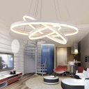 Small/Large 3 Tiers Chandelier Lamp Contemporary Acrylic White LED Suspension Pendant Light