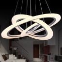 Silver 3-Layered Circle LED Chandelier Modern Aluminum Hanging Ceiling Light for Living Room
