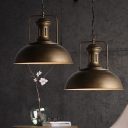 Iron Antique Bronze Ceiling Hang Light Bowl 1 Bulb Industrial Pendant Lighting with Vented Socket