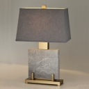 Post-Modern Trapezoid Night Lamp Fabric 1 Head Living Room Table Light in Grey and Brass