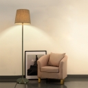 Flaxen Tapered Shade Floor Lighting Modern 1 Bulb Fabric Floor Lamp with Nickel Straight Pole