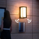Rectangle Motion Sensor Porch Wall Light Plastic Minimalistic LED Wall Sconce in Black