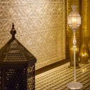 Brass Lantern Floor Light Traditional Seeded Glass 1-Light Living Room Stand Up Lamp